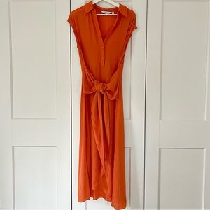 & other stories like new-orange midi dress collar and tie waist size 2